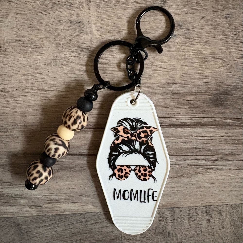 Mom Life Leopard Print Keychain, Made by Me